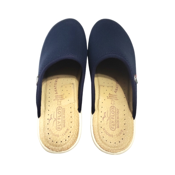 Fly Flot Blue Fabric Mule Clogs Shoes Slip On Comfort Size 40 - Picture 5 of 10